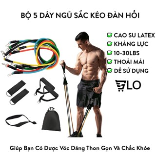 Bộ 5 Dây Ngũ Sắc Kéo Đàn Hồi Kháng Lực Tập Gym Thể Dục Tại Nhà Đa Năng
