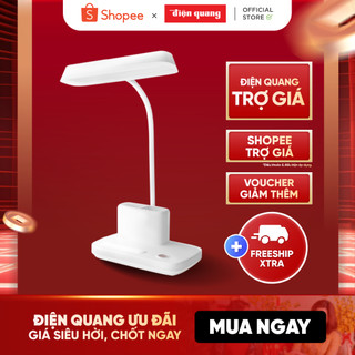  Đèn Bàn LED Cảm Ứng Điện Quang ĐQ LDL17B 3 có thể sạc hoặc cắm điện trực tiếp  3W Tích Hợp Đèn Ngủ Và Hộp Cắm Bút  