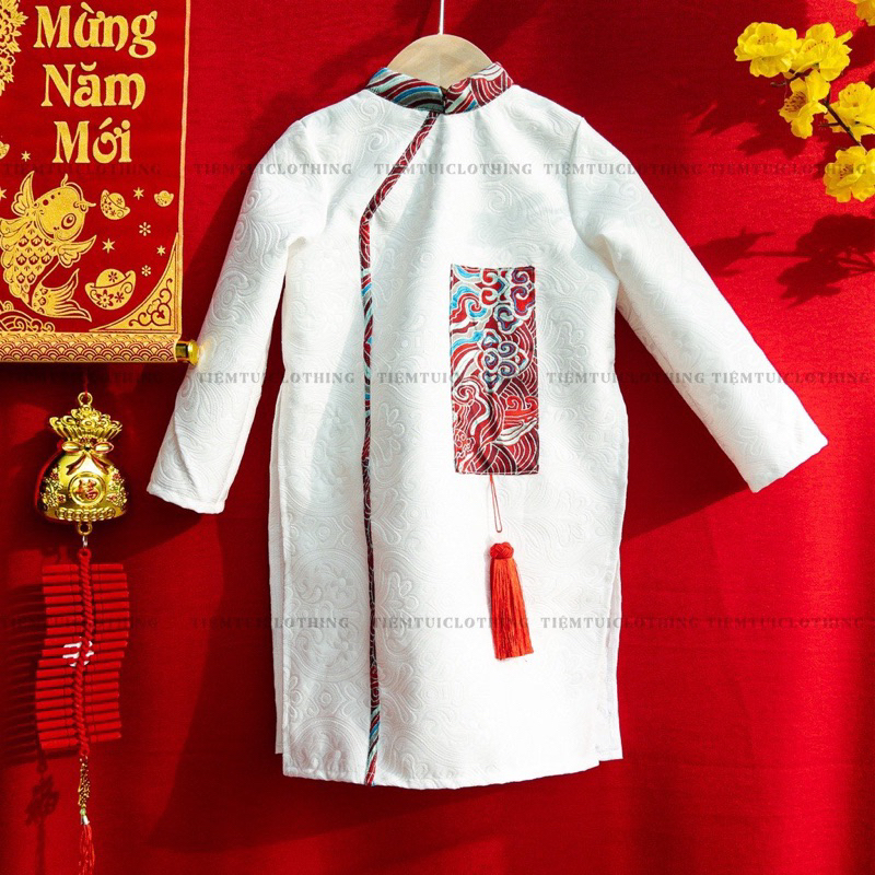 Áo dài bé trai trắng phối + quần