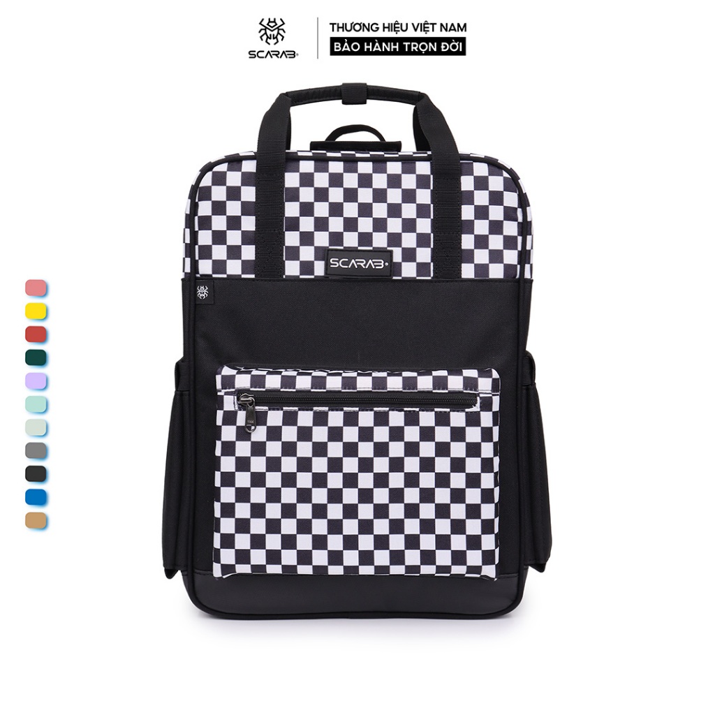 Balo Đi Học Nam Nữ HIGH STREET BACKPACK Kiểu Dáng Túi Hộp Chống Thấm Chống Sốc Vừa Lap 16Inch_Bảo Hành Trọn Đời Scarab