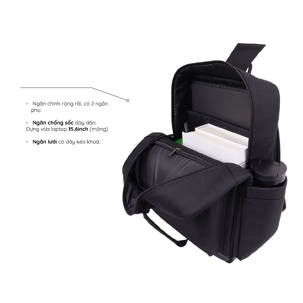 Balo Đi Học Nam Nữ HIGH STREET BACKPACK Kiểu Dáng Túi Hộp Chống Thấm Chống Sốc Vừa Lap 16Inch_Bảo Hành Trọn Đời Scarab