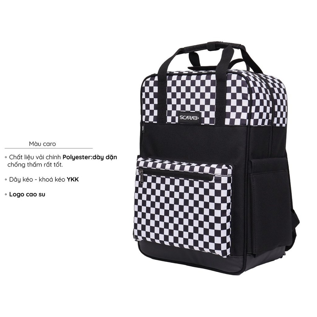 Balo Đi Học Nam Nữ HIGH STREET BACKPACK Kiểu Dáng Túi Hộp Chống Thấm Chống Sốc Vừa Lap 16Inch_Bảo Hành Trọn Đời Scarab