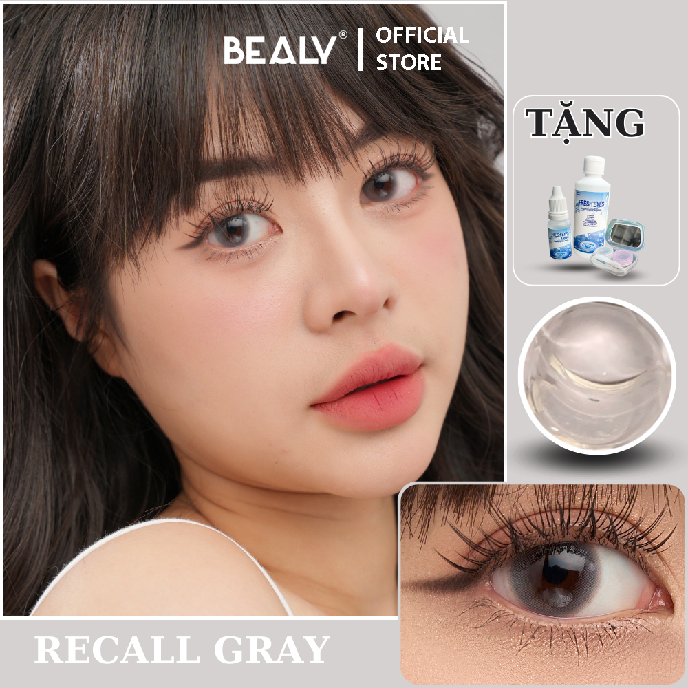 Kính áp tròng BEALY lens cận Hàn Quốc màu xám tự nhiên nhẹ nhàng nữ tính đường kính 14.3mm từ 0-6 độ recall gray