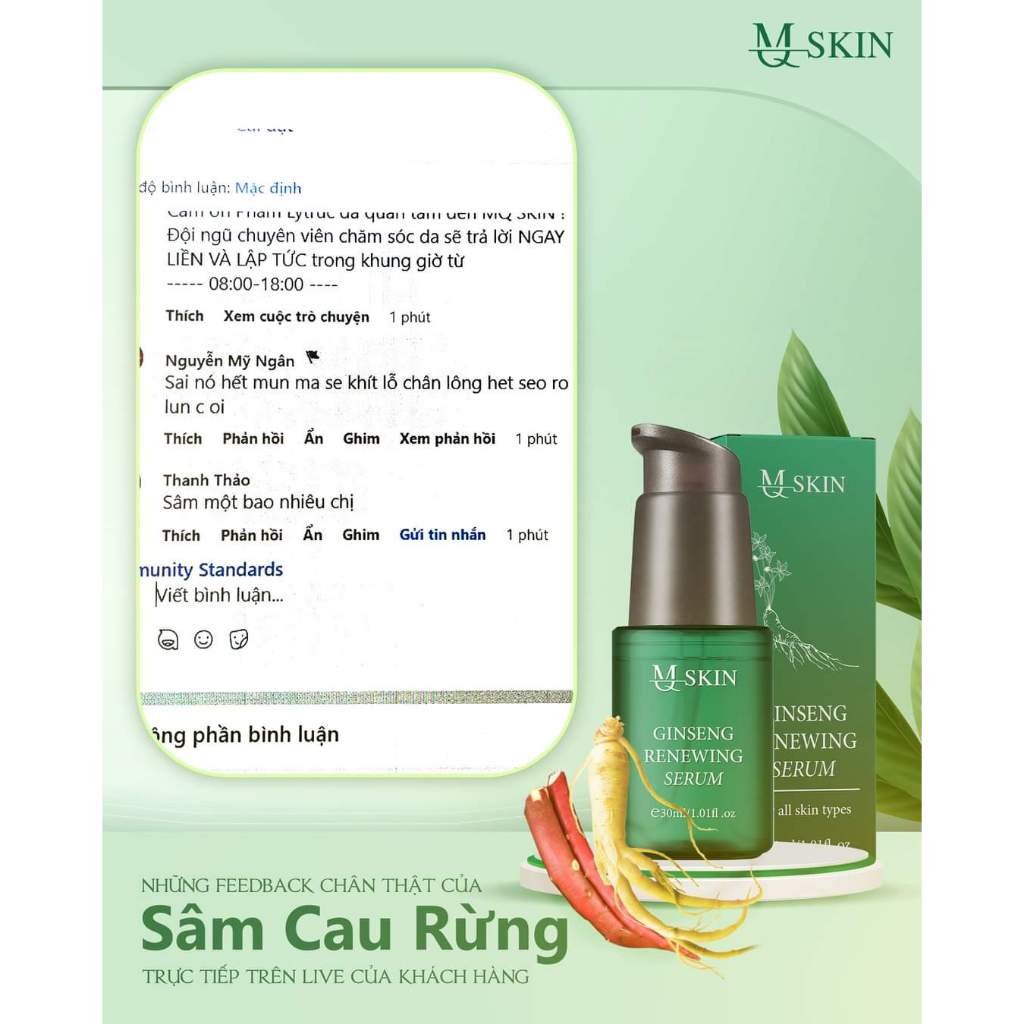 Combo Sâm Cau Rừng Và Sữa Rữa Mặt Nhân Sâm MQ SKIN