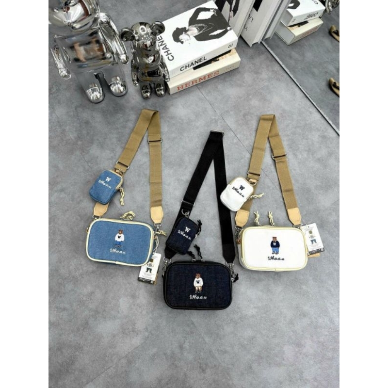 TÚI WHO.A.U STEVE BEAR MINI CROSSBODY BAG DARK BLUE