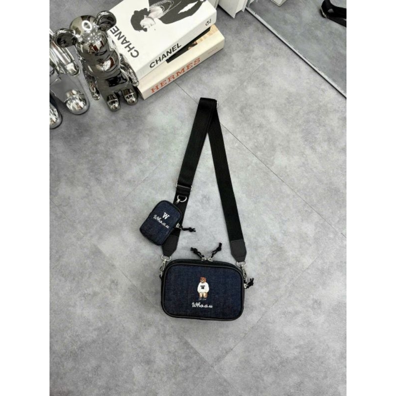 TÚI WHO.A.U STEVE BEAR MINI CROSSBODY BAG DARK BLUE