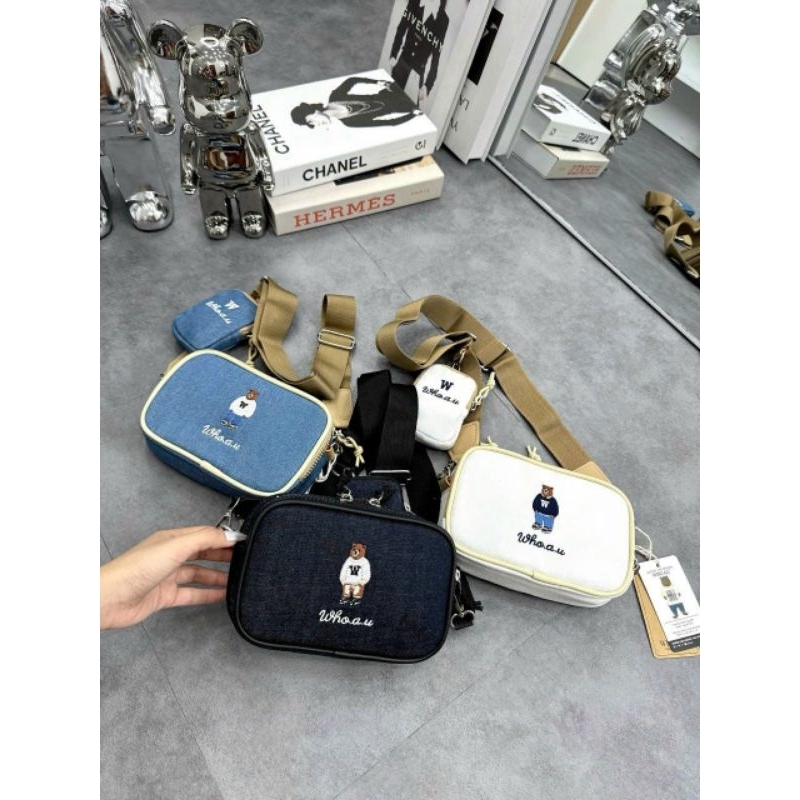 TÚI WHO.A.U STEVE BEAR MINI CROSSBODY BAG DARK BLUE