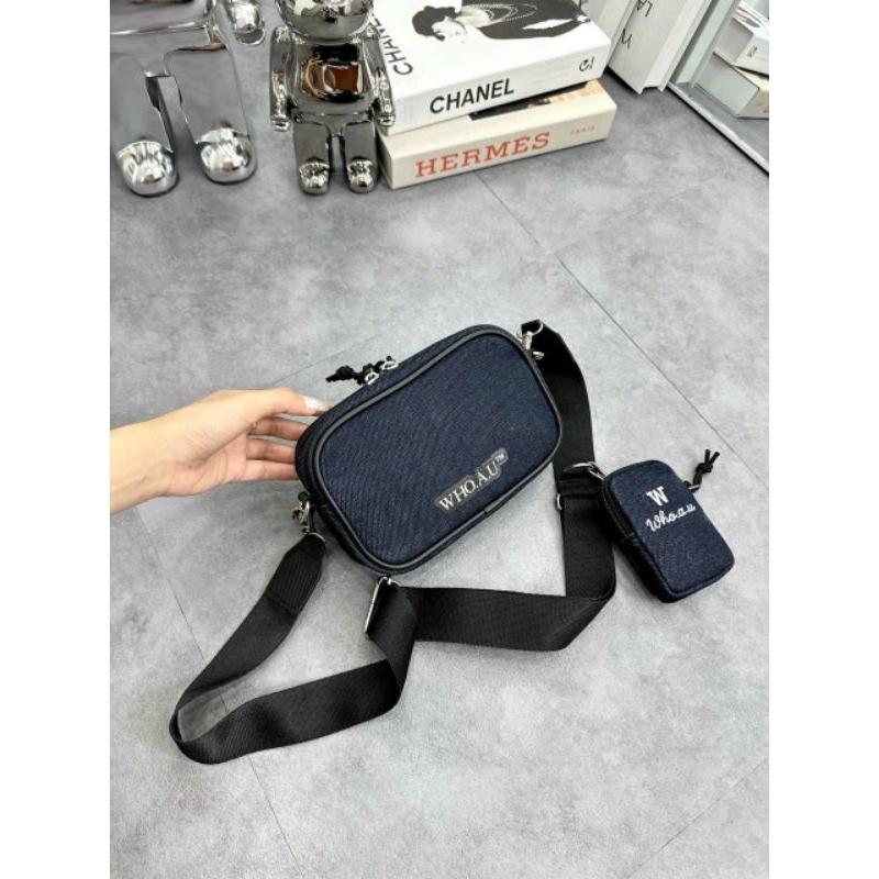 TÚI WHO.A.U STEVE BEAR MINI CROSSBODY BAG DARK BLUE