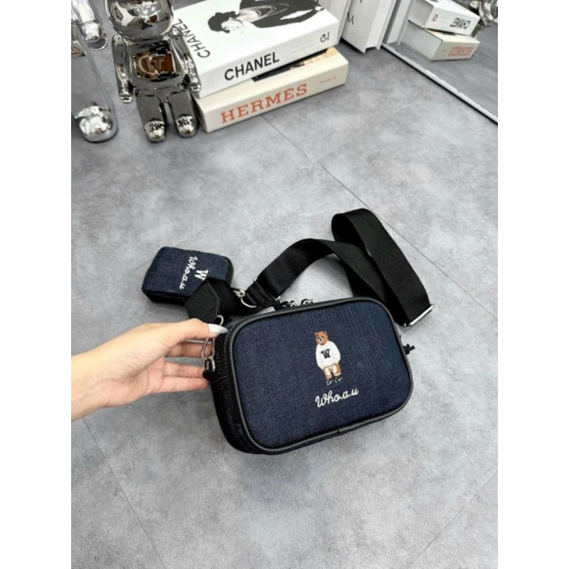 TÚI WHO.A.U STEVE BEAR MINI CROSSBODY BAG DARK BLUE