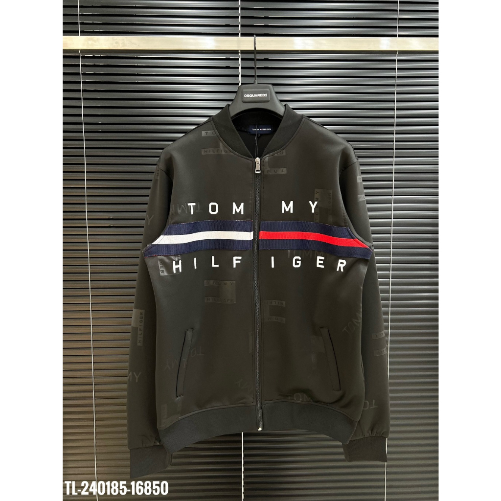 Áo Bomber Tommy_Hilfiger Nam Nữ In Vạch Sọc Đen Trắng. Áo khoác khoá Zip Tommy Vải Nỉ Umi Hàn Quốc Siêu Hot 2023.