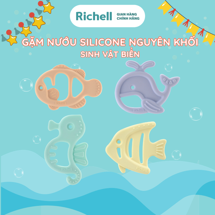 Gặm nướu sinh vật biển silicone nguyên khối Richell Nhật Bản gặm nướu đồ chơi cho bé | Baby