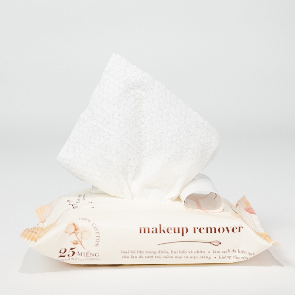 Combo 03 gói khăn giấy ướt tẩy trang Makeup Remover EcoWipes gói 25 tờ làm sạch lớp trang điểm nhanh chóng