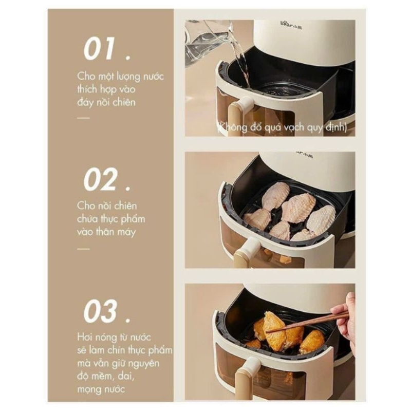 Nồi Chiên Không Dầu, Bếp Chiên Không Dầu Bear F15E3 Dung Tích 5 Lít, Chính Hãng- BH 12 Tháng- EnterHome