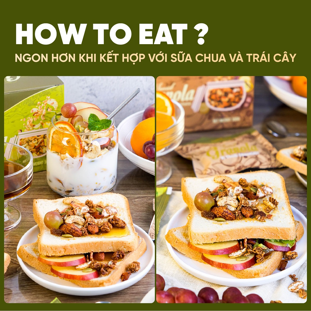 Granola siêu hạt Food Store không đường hộp 500gram, Ngũ cốc ăn kiêng giảm cân 90% hạt hàng loại 1