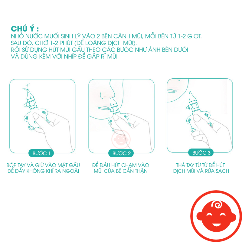 Hút mũi GẤU kèm nhíp gắp rỉ mũi có hộp đựng cho bé