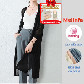Áo len cardigan dáng dài nữ, áo khoác len mỏng nữ sẻ tà phong cách thanh lịch trẻ trung mã VAA0225