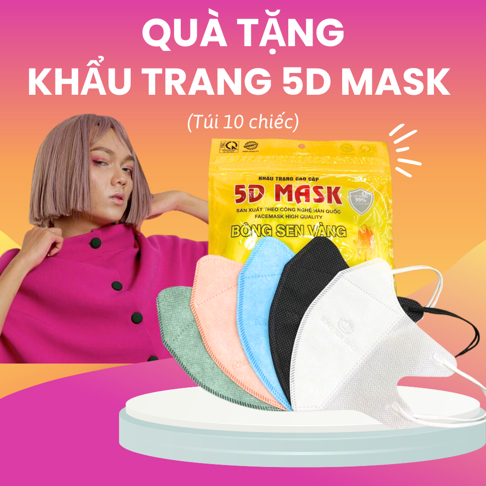 Quà tặng khẩu trang Bông Sen Vàng 5D gói 10 chiếc ( Qùa tặng không bán ) - Hatomugi