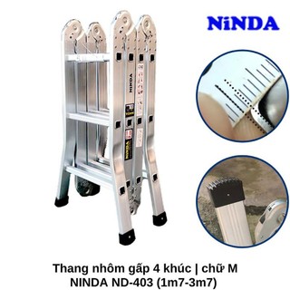 Thang nhôm gấp 4 khúc Ninda Đài Loan chính hãng bảo hành