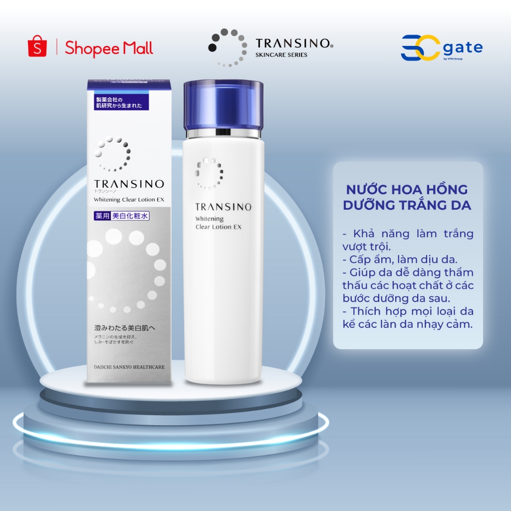 Nước Hoa Hồng Dưỡng Trắng Da TRANSINO Whitening Clear Lotion EX Thẩm Thấu Sâu Vào Da 150ml