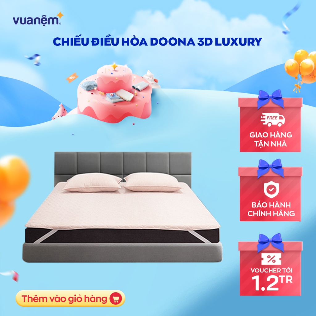 Chiếu điều hòa Doona 3D Luxury kèm 2 vỏ gối