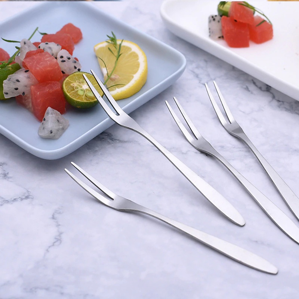 Dĩa Ăn Hoa Quả Inox Cao Cấp Loại Đầu 2 Răng - Dĩa Ăn Trái Cây