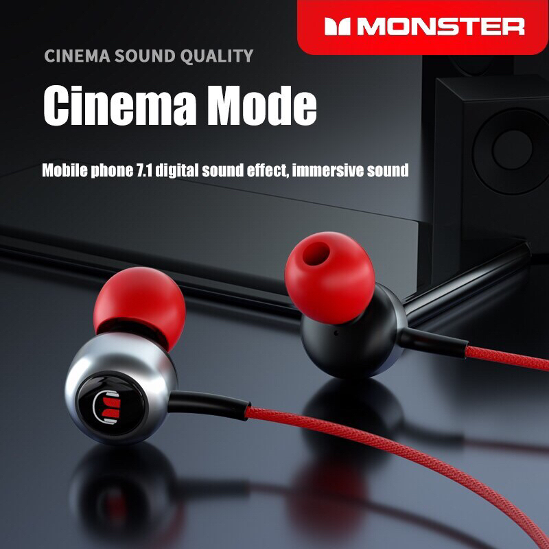 Monster Tai Nghe Có Dây HIFI Tai Nghe Nhét Tai 3.5Mm Tai Nghe Chơi Game Âm Thanh Nổi Giảm Ồn Kèm Nút