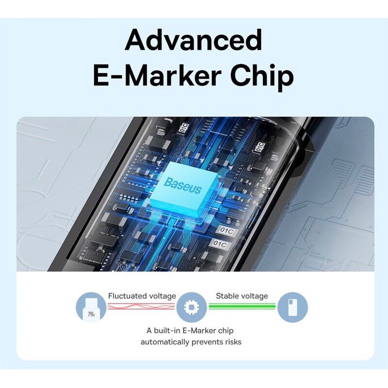 Cáp sạc nhanh Baseus 240W truyền tải dữ liệu 20Gbps dây bọc dù dài 120cm