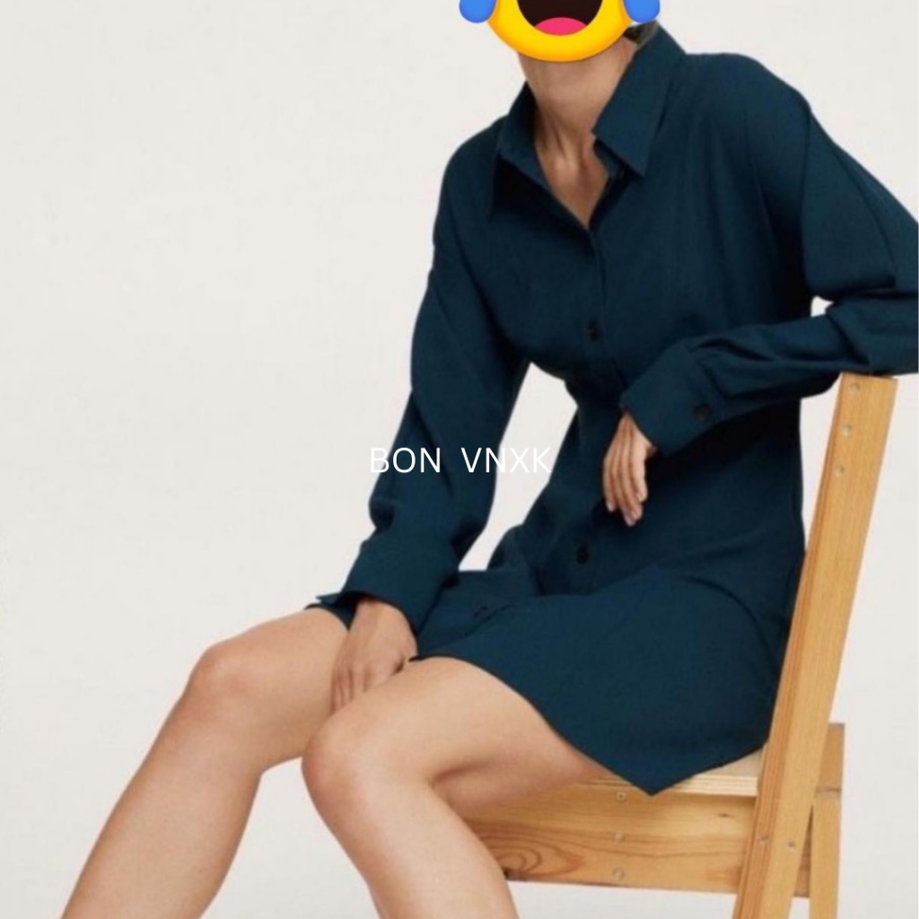 Váy đầm M N G cổ sơ mi xuất dư xịn