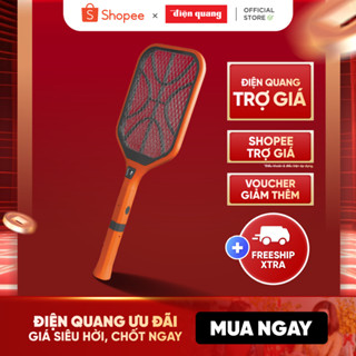 Bộ vợt muỗi đa năng Điện Quang, tích hợp đèn pin cầm tay có thể tháo rời, xả nhanh dòng điện trong 5s, lưới vợt 3 lớp ch