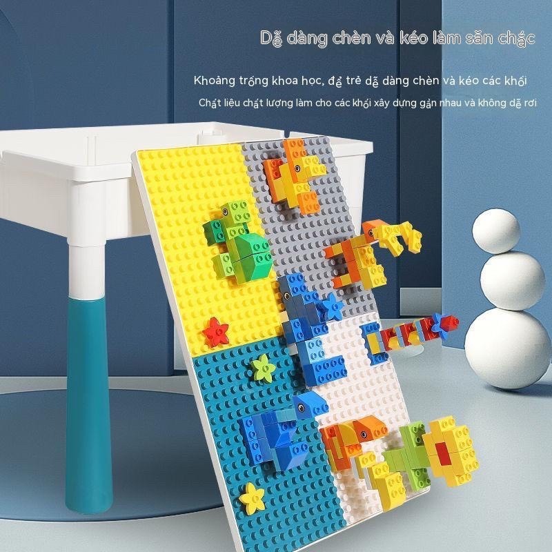 Bàn xếp hình lego hoa anh đào, Bàn học và bàn ăn, Có 4 ngăn cất đồ tiện dụng cho bé