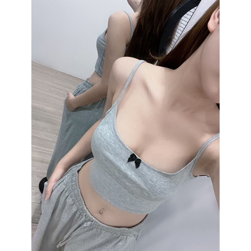 Áo 2 Dây Đính Nơ Chất Liệu Borib Cotton ByBilly