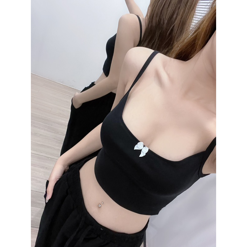 Áo 2 Dây Đính Nơ Chất Liệu Borib Cotton ByBilly