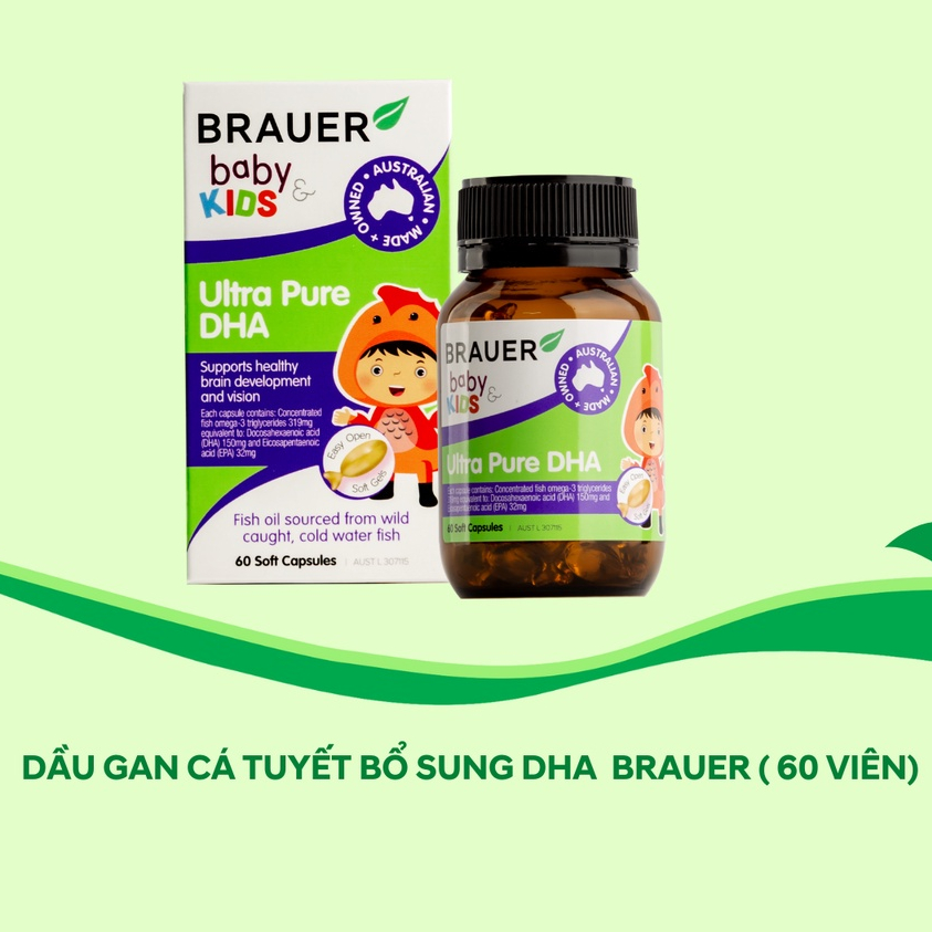 Brauer Bổ sung DHA tinh khiết cho trẻ từ 7 tháng trở lên (60 viên nang)