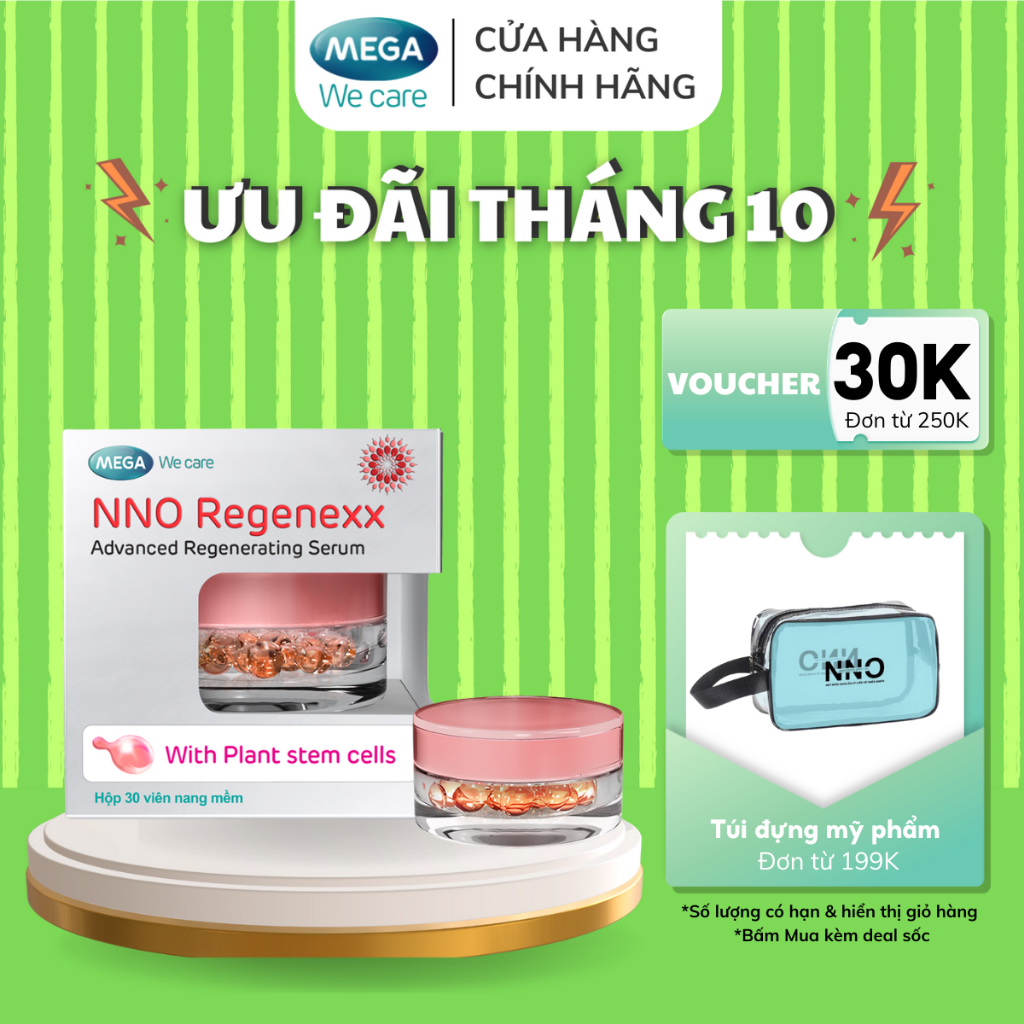 Serum mờ nếp nhăn, giúp da săn chắc - Tế bào gốc thực vật Iris & Hibiscus - NNO REGENEXX Mega We Care (30 viên)