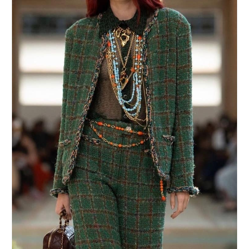 Vải dạ tweed xanh