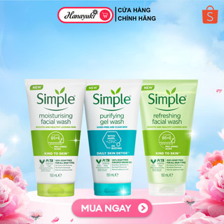 Sữa rửa mặt Simple lành tính, kiềm dầu, ngừa mụn, dưỡng ẩm cho da 150ml mẫu mới