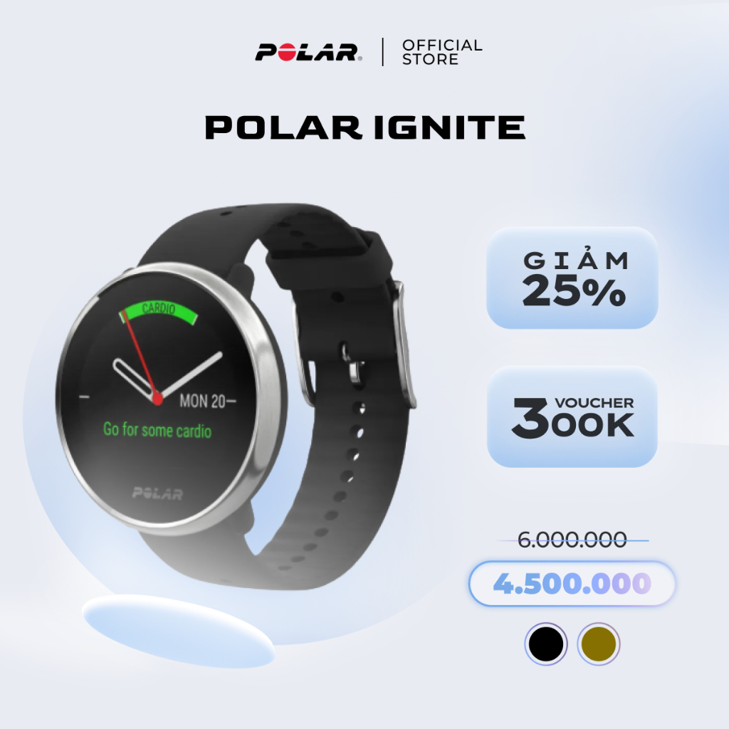 Đồng hồ thể thao Polar Ignite M/L - Đo nhịp tim chuẩn xác, Theo dõi sức khoẻ - Bảo hành 12 tháng