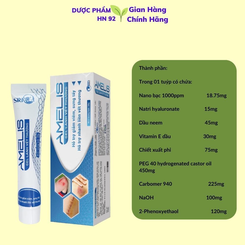 Gel Lành Vết Thương AMELIS, Hỗ trợ giảm nhiễm, sưng tấy, nhanh liền vết thương, tuýp 20g Duocphamhn92