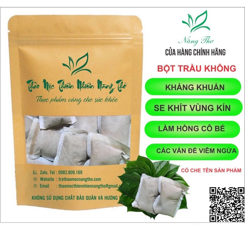 ✅ 10 túi BỘT LÁ TRẦU KHÔNG nguyên chất xông v. kín, khử mùi cơ thể, mờ thâm nám