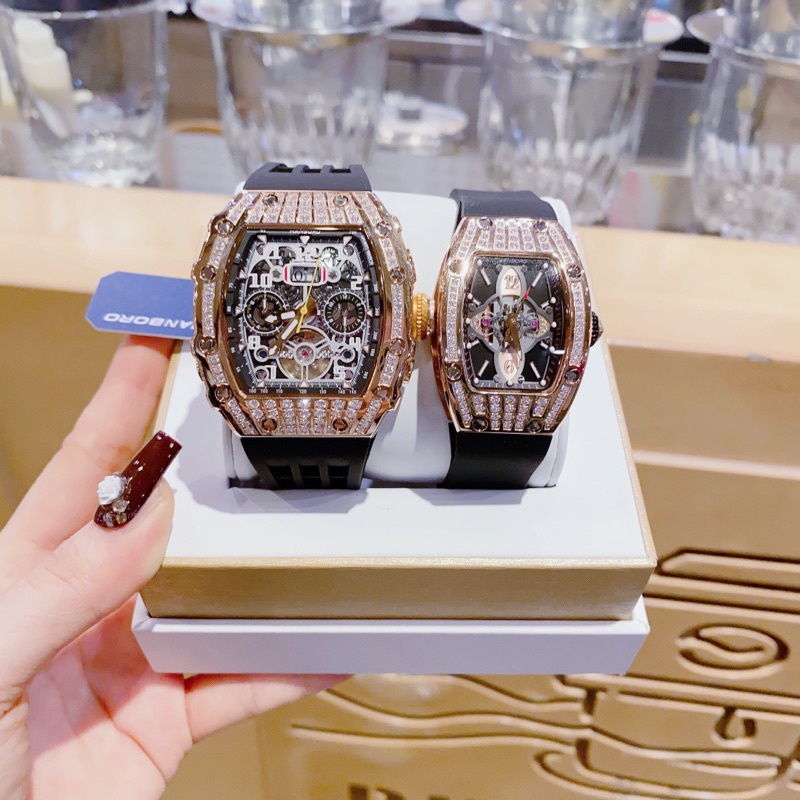 Đồng Hồ cặp Hanboro By Huboler nam nữ dây silicon chính hãng siz 38mm, 45mm