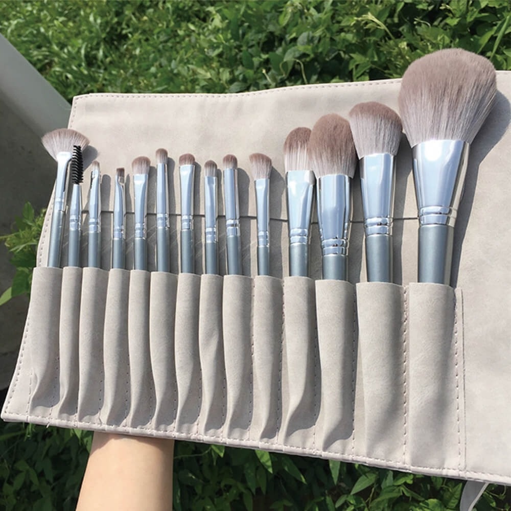 Bộ Cọ Trang Điểm 14 Cây Chuyên Makeup Cá Nhân Kèm Bao Da, Cốc Lông Siêu Mềm SHUSHU COSMETICS