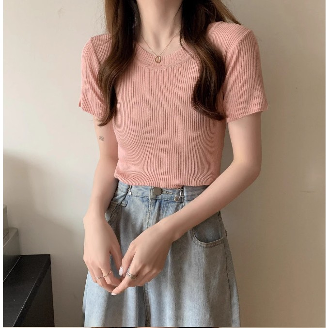 Áo thun trơn tăm lạnh co giãn không nhăn , không xù ,body cho nữ size dưới 55kg