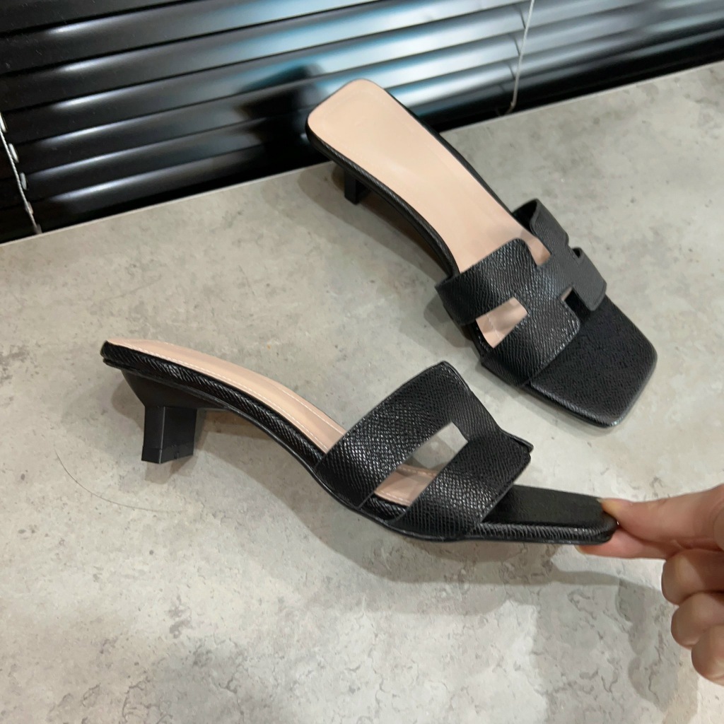 Dép Cao Gót Nữ Cao 4 Cm Thiết Kế Chữ H Tinh Tế Sang Chảnh Giày Bánh Bèo Mã DépH