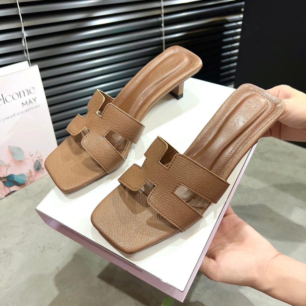 Dép Cao Gót Nữ Cao 4 Cm Thiết Kế Chữ H Tinh Tế Sang Chảnh Giày Bánh Bèo Mã DépH