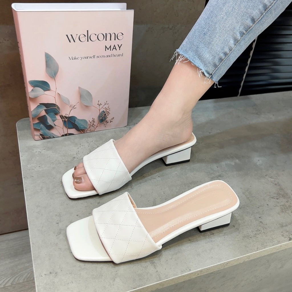 Dép nữ cao 3 phân đế vuông sang trọng mã Tranchi