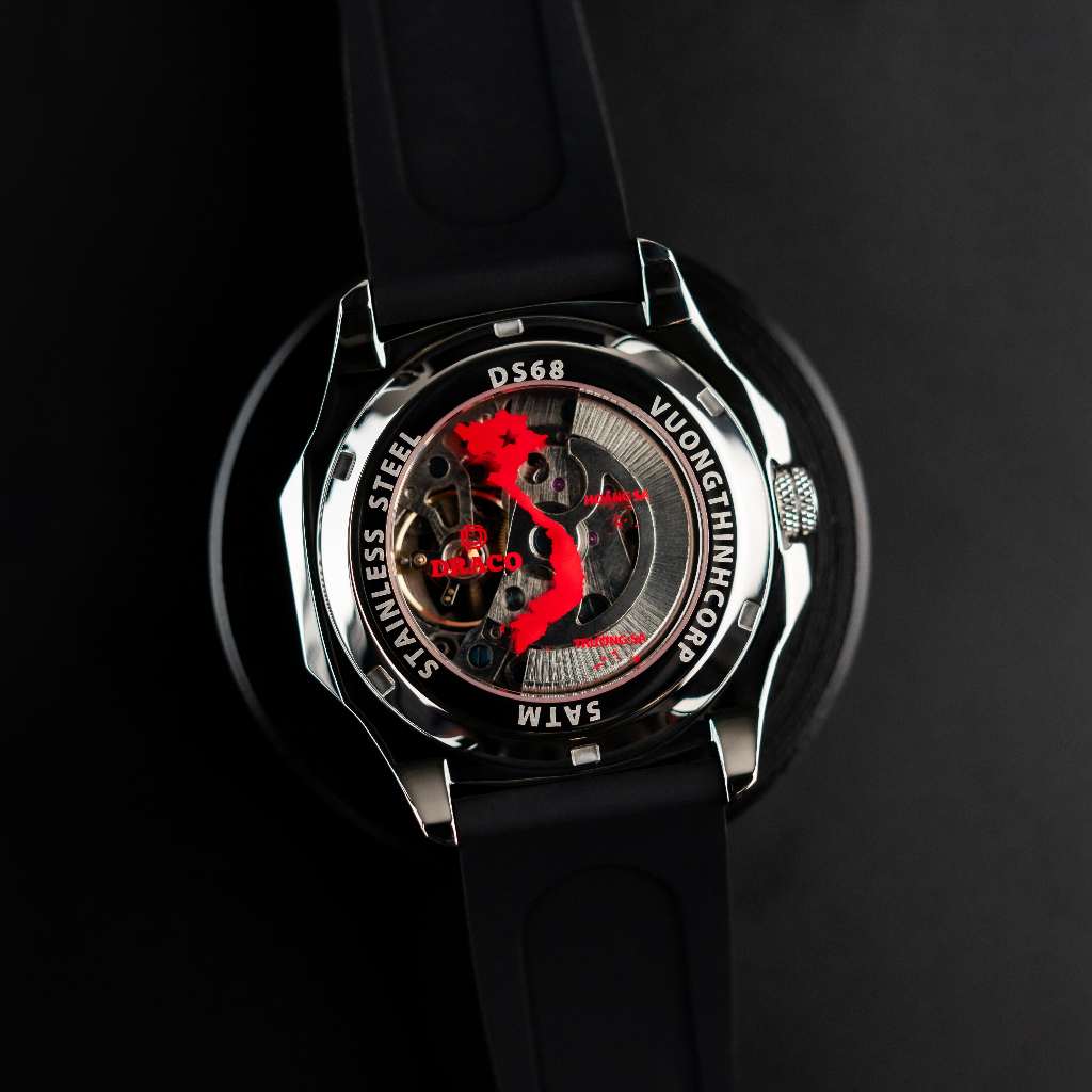 Đồng hồ nam Draco D23-DS68 “DongSon” Automatic trắng đen kết hợp chất liệu dây thép không gỉ màu bạc-thời trang nam