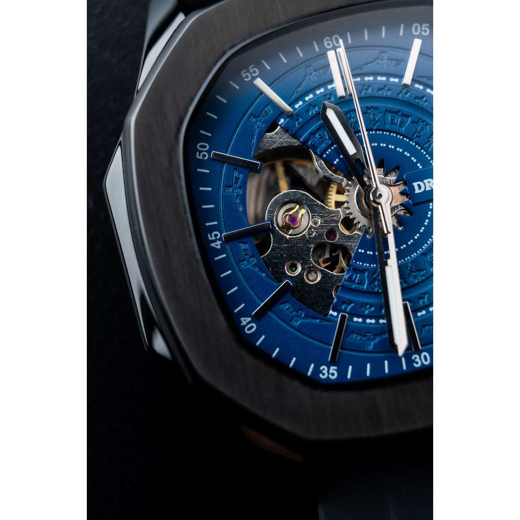 Đồng hồ nam Draco D23-DS68 “DongSon” Automatic đen xanh kết hợp chất liệu dây thép không gỉ màu đen-thời trang nam