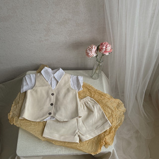 Hàng thiết kế - set gile công tử cộc kèm áo sơ mi tiệm su kids
