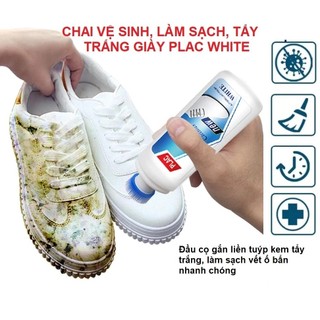 Chai Vệ Sinh Tẩy Trắng Giày Dép Túi Xách PLAC Kèm Đầu Cọ Tiện Lợi, Chai Xịt Trắng Giày Và Đồ Da