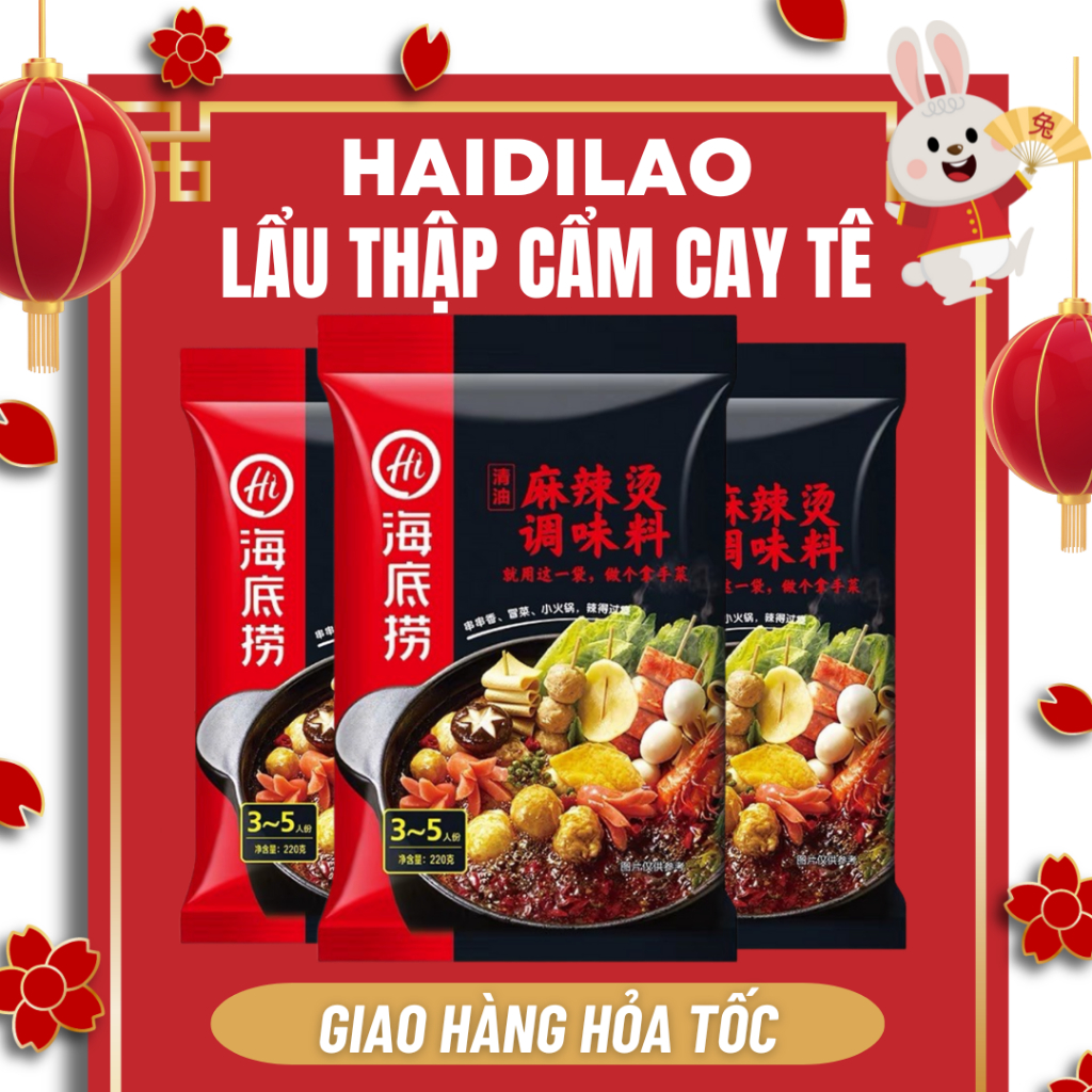Gia vị lẩu thập cẩm cay Haidilao, cốt lẩu cay tê mala trung quốc hadilao gói 220g